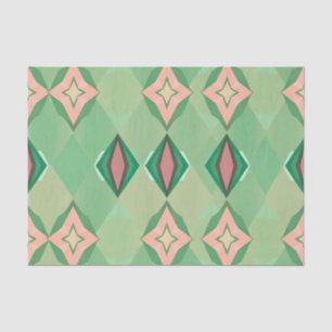 Retro Geometric Pattern Green Pink Diamond Star Tissue Paper