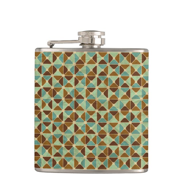 Retro geometric pattern hip flask (Front)