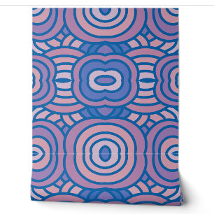 Retro Geometric Pattern in Blue and Pink Wallpaper