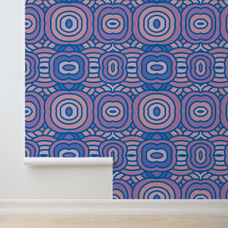 Retro Geometric Pattern in Blue and Pink  Wallpaper