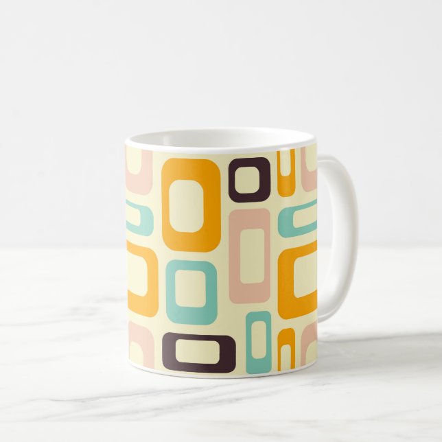 Retro geometric pattern in light beige background coffee mug (Front Right)