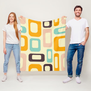 Retro geometric pattern in light beige background fleece blanket