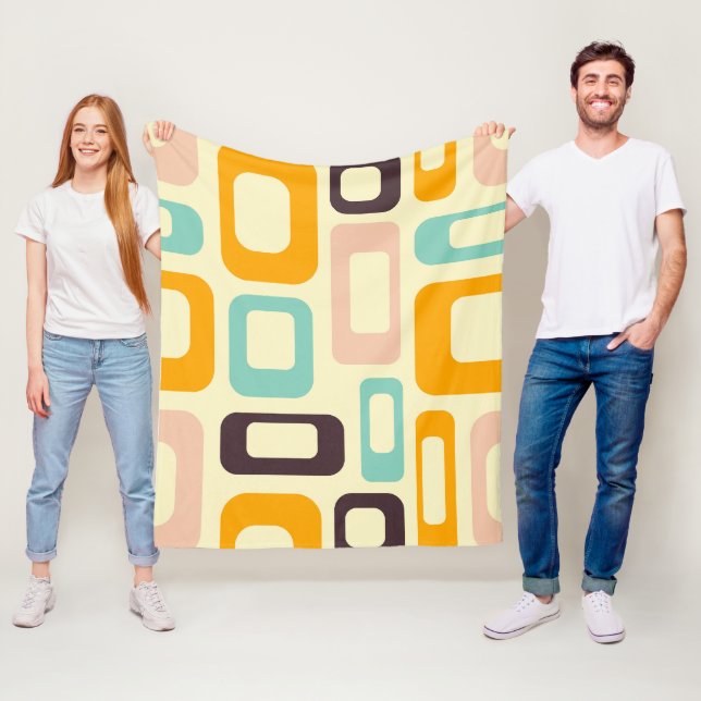 Retro geometric pattern in light beige background fleece blanket (In Situ)