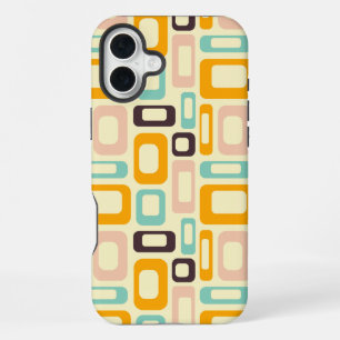 Retro geometric pattern in light beige background iPhone 16 plus case