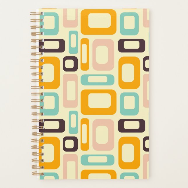Retro geometric pattern in light beige background planner (Front)