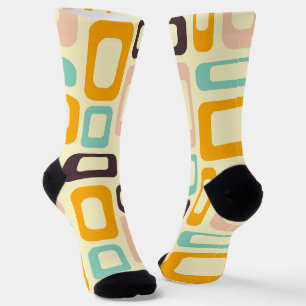 Retro geometric pattern in light beige background socks