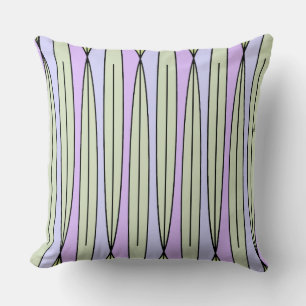 Retro Geometric Pattern in Pastel Green & Lavender Cushion