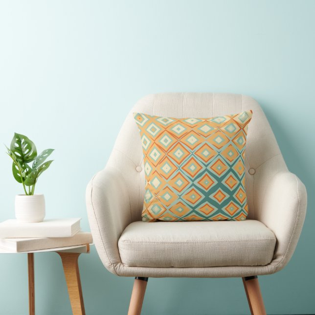 Retro Geometric Pattern in Warm and Cool Tones Cushion (Chair)