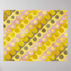Retro Geometric Pattern in Yellow and Pink Poster