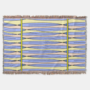Retro Geometric Pattern in Yellow, Blue and Peach Throw Blanket