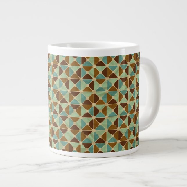 Retro geometric pattern large coffee mug (Front Right)