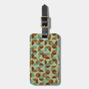 Retro geometric pattern luggage tag