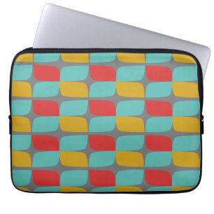 Retro  Geometric Pattern on grey Laptop Sleeve