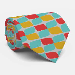 Retro Geometric Pattern on light grey Tie
