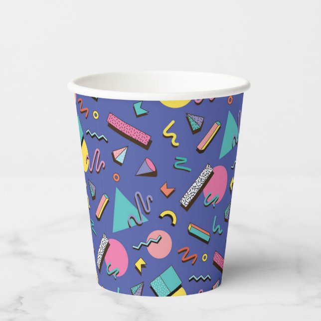 Retro Geometric Pattern Paper Cups (Front)
