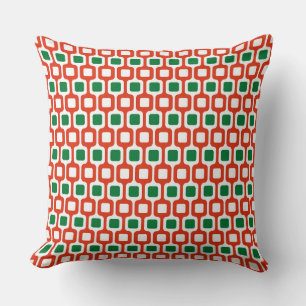 Retro Geometric Pattern: Red and Green Cushion