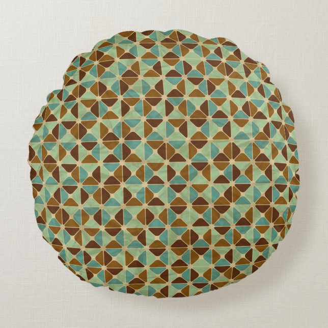 Retro geometric pattern round cushion (Front)