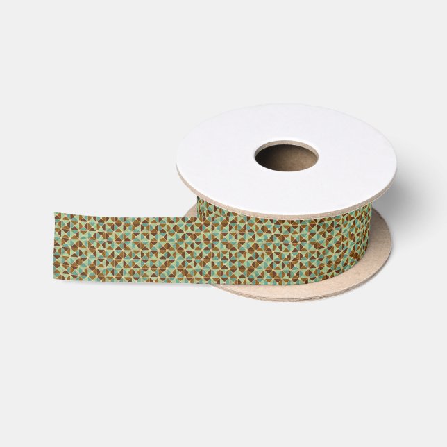 Retro geometric pattern satin ribbon (Spool)