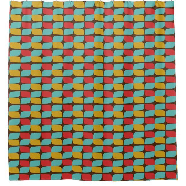 Retro Geometric Pattern Shower Curtain (Front)