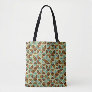 Retro geometric pattern tote bag
