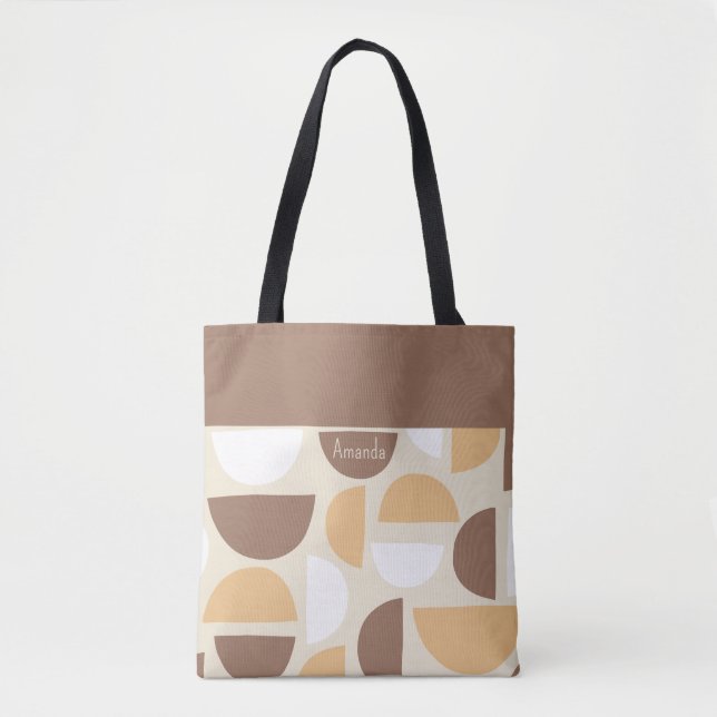 Retro geometric pattern tote bag (Front)