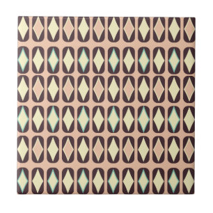 Retro geometric pattern with brown, yellow, blue ceramic tile