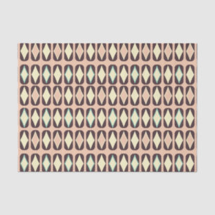 Retro geometric pattern with brown, yellow, blue tissue paper