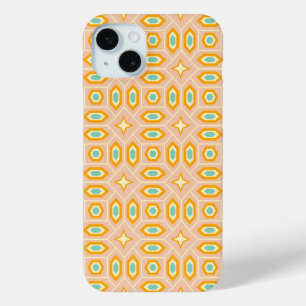 Retro geometric pattern with hexagons and stars iPhone 15 mini case