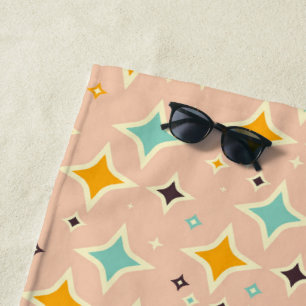 Retro geometric pattern with teal, orange, black beach towel