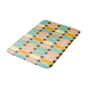 Retro geometric pattern with vertical ovals bath mat