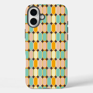 Retro geometric pattern with vertical ovals iPhone 16 plus case