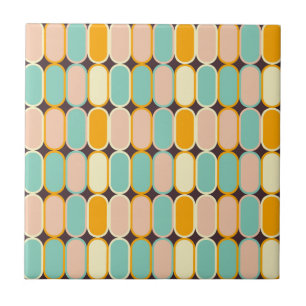 Retro geometric pattern with vertical ovals ceramic tile