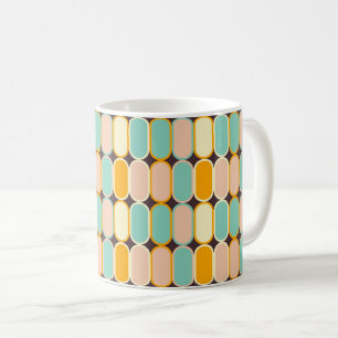 Retro geometric pattern with vertical ovals coffee mug