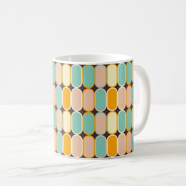 Retro geometric pattern with vertical ovals coffee mug (Front Right)