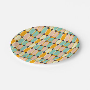 Retro geometric pattern with vertical ovals paper plate