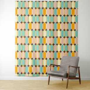 Retro geometric pattern with vertical ovals tapestry