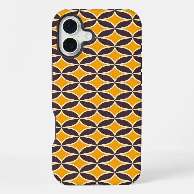 Retro geometric pattern yellow and brown leaf iPhone case (Back)