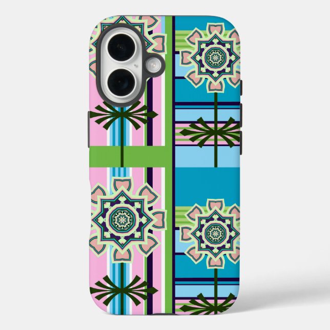 Retro geometric patterns and fantasy flowers Case-Mate iPhone case (Back)