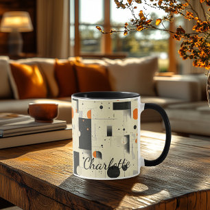 Retro Geometric Personalised Mug - Unique Vintage 