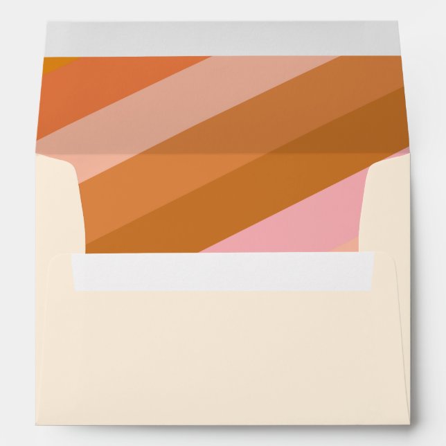 Retro Geometric Pink and Orange Bridal Shower Invi Envelope (Back (Bottom))