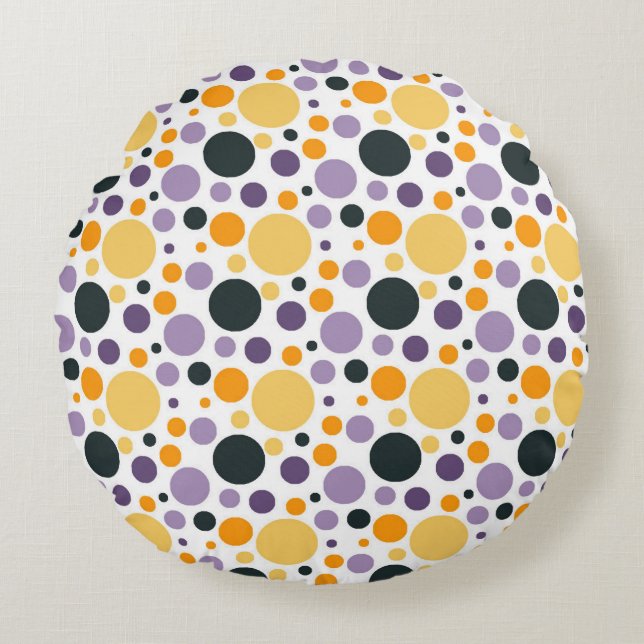Retro Geometric Polka Dot Seamless Pattern Round Cushion (Front)
