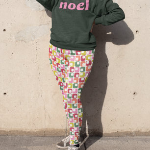 Retro Geometric Print 1970s Patterned Christmas Leggings