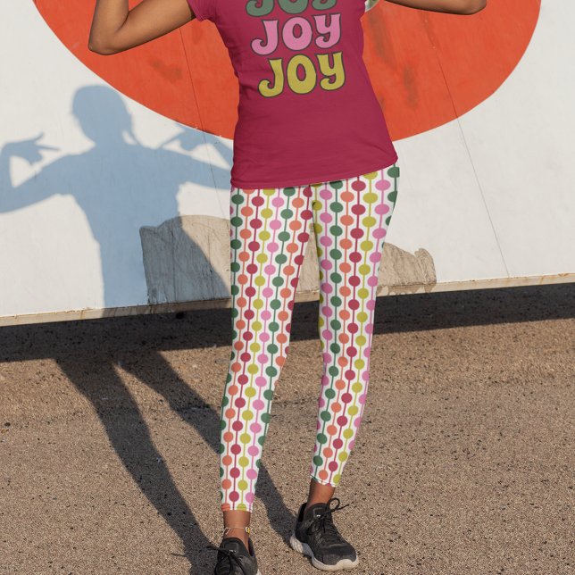 Retro Geometric Print 1970s Patterned Christmas Leggings (Creator Uploaded)