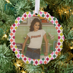 Retro Geometric Print 1970s Patterned Christmas Tree Decoration Card