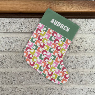 Retro Geometric Print 1970s Personalised Large Christmas Stocking