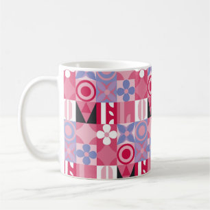 retro geometric print pattern coffee mug