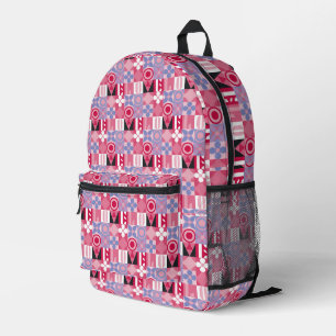 retro geometric print pattern printed backpack
