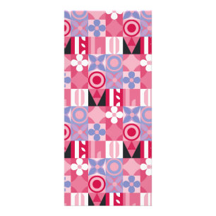 retro geometric print pattern rack card
