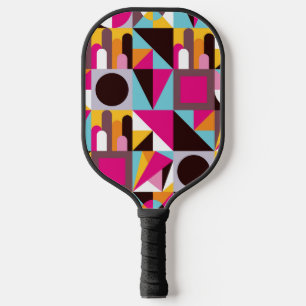 Retro Geometric Psychedelic Pattern Colourful  Pickleball Paddle