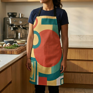 Retro Geometric Risograph Style Abstract Design Apron